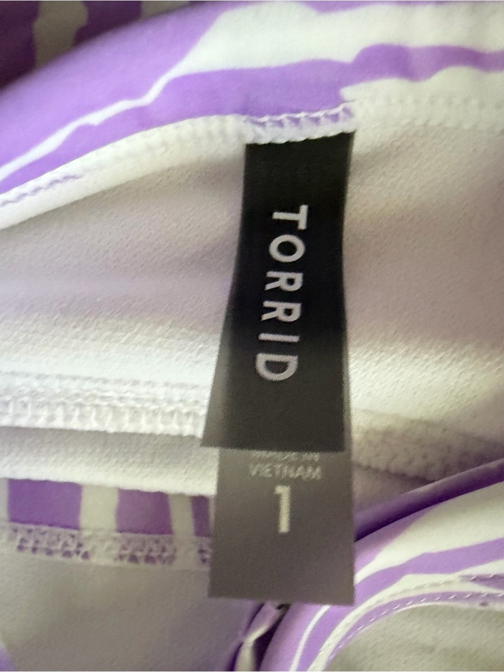 NWT Torrid rip tide stripe whisteria 2 pc bathing suit. Size 1 = 14/16 (1X) - Picture 6 of 11